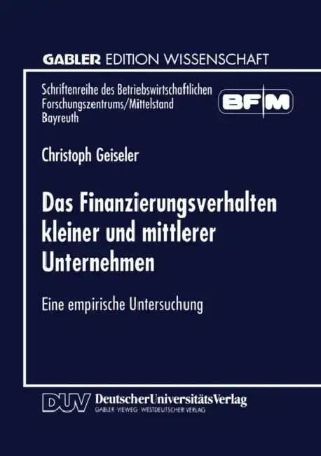 Cover of Das Finanzierungsverhalten Kleiner Und Mittlerer Unternehmen