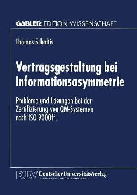 Cover of Vertragsgestaltung Bei Informationsasymmetrie