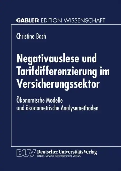 Cover of Negativauslese Und Tarifdifferenzierung Im Versicherungssektor
