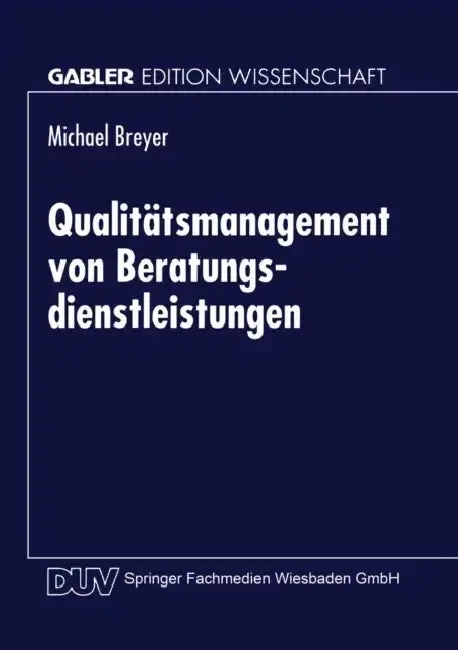 Cover of Qualitätsmanagement Von Beratungsdienstleistungen