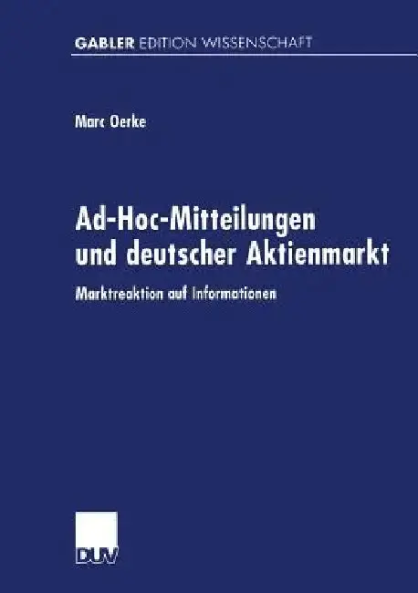 Cover of Ad-Hoc-Mitteilungen Und Deutscher Aktienmarkt