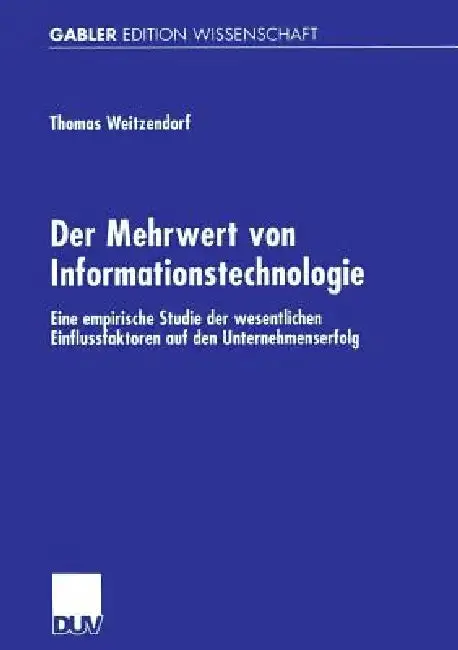 Cover of Der Mehrwert Von Informationstechnologie