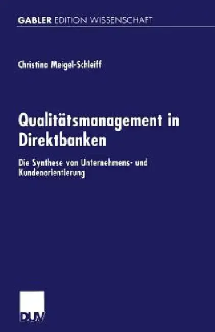 Cover of Qualitätsmanagement in Direktbanken