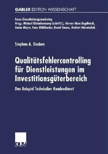 Cover of Qualitätsfehlercontrolling Für Dienstleistungen Im Investitionsgüterbereich