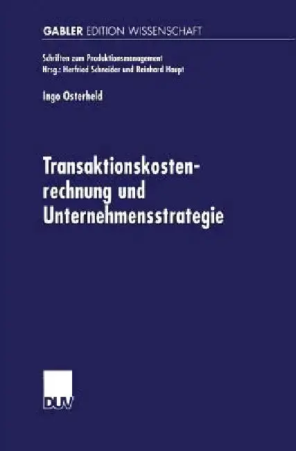 Cover of Transaktionskostenrechnung Und Unternehmensstrategie
