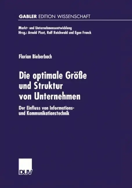 Cover of Die Optimale Größe Und Struktur Von Unternehmen