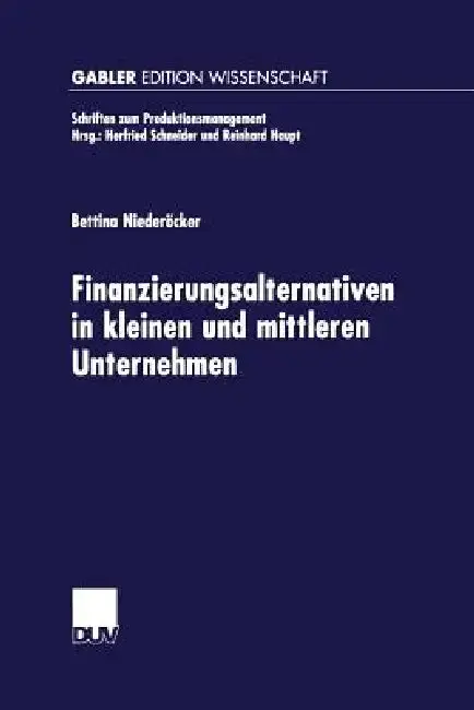 Cover of Finanzierungsalternativen in Kleinen Und Mittleren Unternehmen