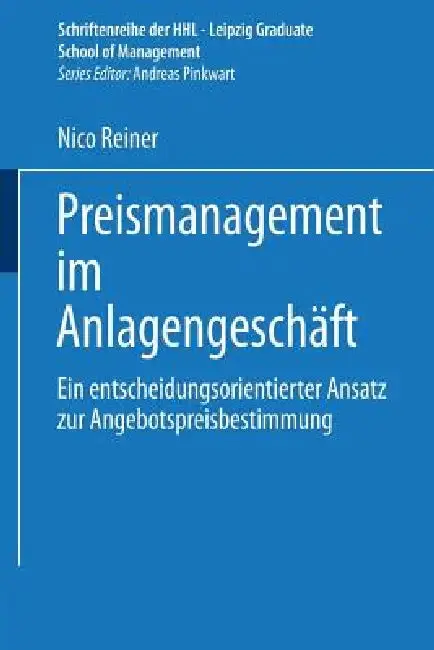 Cover of Preismanagement Im Anlagengeschäft