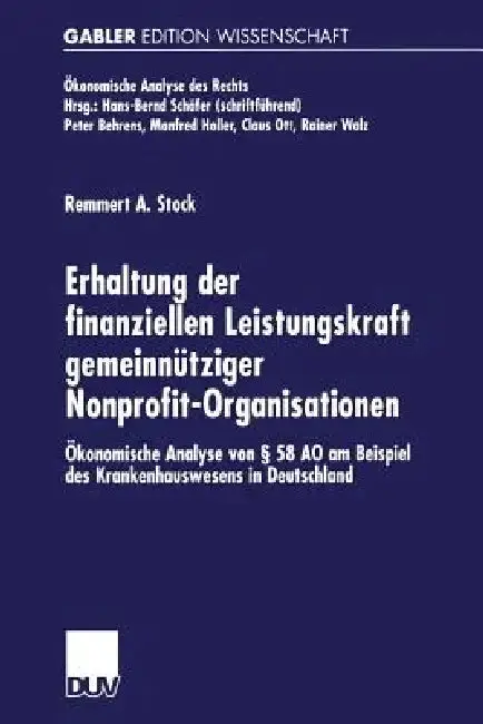 Cover of Erhaltung Der Finanziellen Leistungskraft Gemeinnütziger Nonprofit-Organisationen