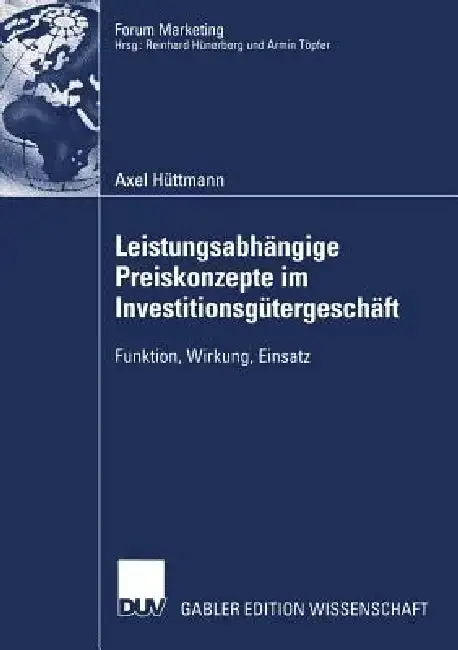 Cover of Leistungsabhängige Preiskonzepte Im Investitionsgütergeschäft