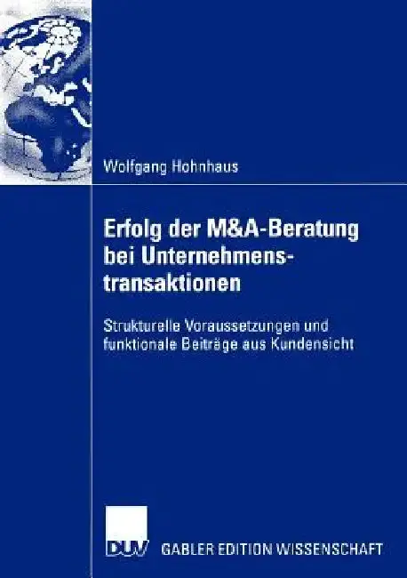 Cover of Erfolg Der M&a-Beratung Bei Unternehmenstransaktionen