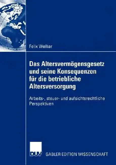 Cover of Das Altersvermögensgesetz Und Seine Konsequenzen Für Die Betriebliche Altersversorgung