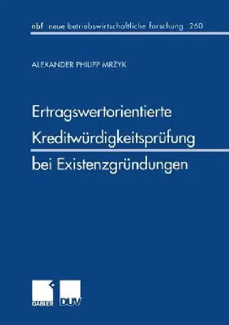 Cover of Ertragswertorientierte Kreditwürdigkeitsprüfung Bei Existenzgründungen