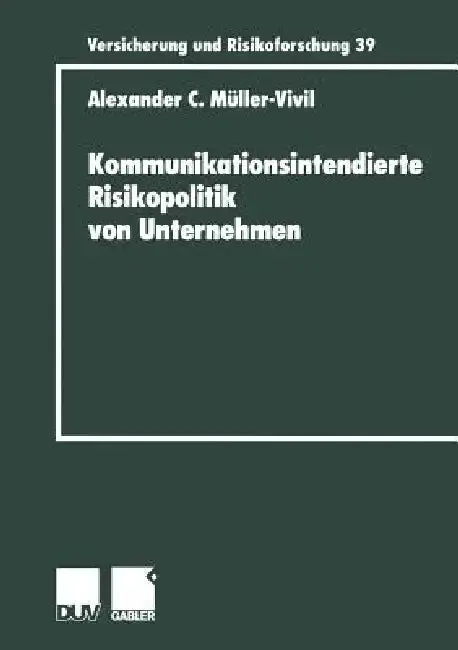 Cover of Kommunikationsintendierte Risikopolitik Von Unternehmen