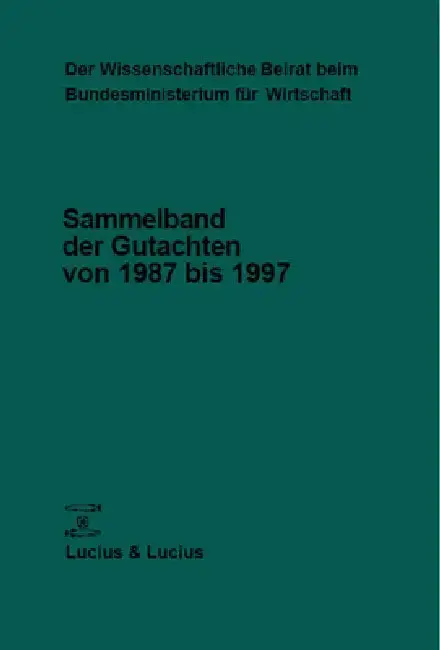 Cover of Der Wissenschaftliche Beirat beim Bundesministerium für Wirtschaft und Technologie