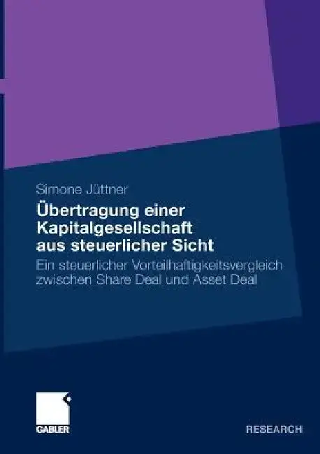 Cover of Übertragung Einer Kapitalgesellschaft Aus Steuerlicher Sicht