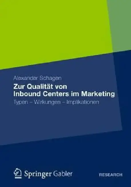 Cover of Zur Qualität Von Inbound Centers Im Marketing