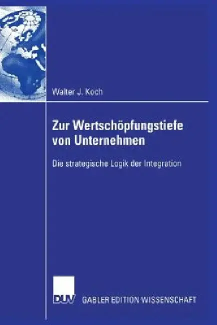 Cover of Zur Wertschöpfungstiefe Von Unternehmen