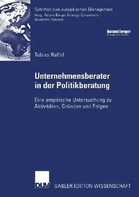 Cover of Unternehmensberater in Der Politikberatung