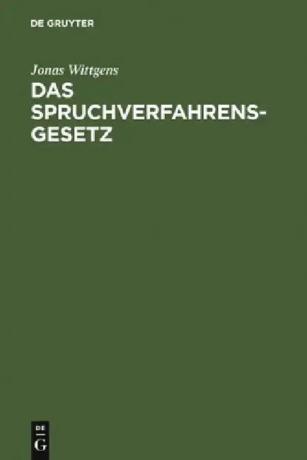 Cover of Das Spruchverfahrensgesetz