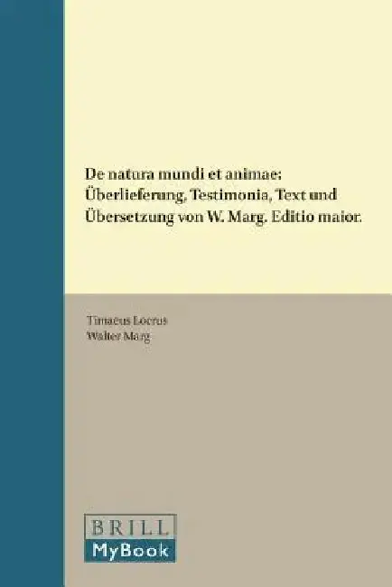 Cover of Timaeus Locrus, de Natura Mundi Et Animae