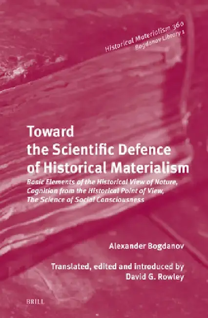 Cover of Toward the Scientific Defence of Historical Materialism