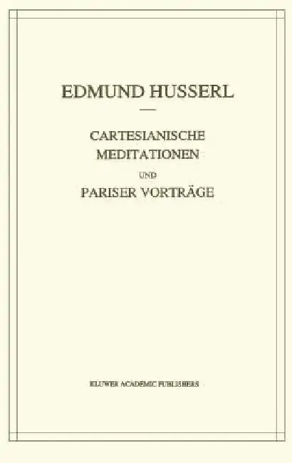 Cover of Cartesianische Meditationen Und Pariser Vortrage