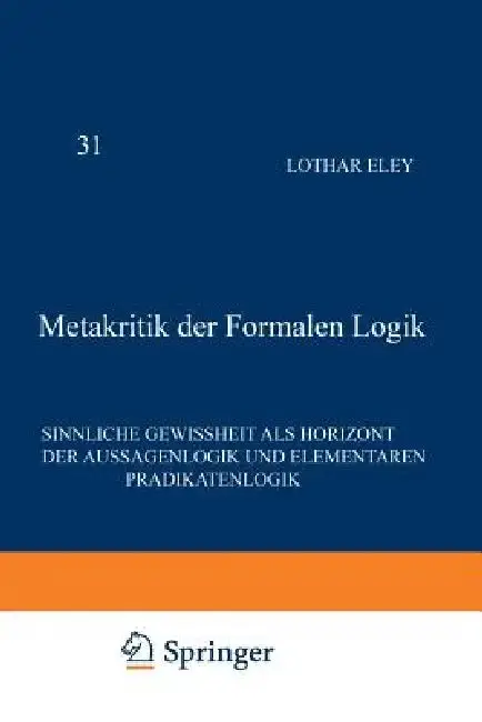 Cover of Metakritik Der Formalen Logik