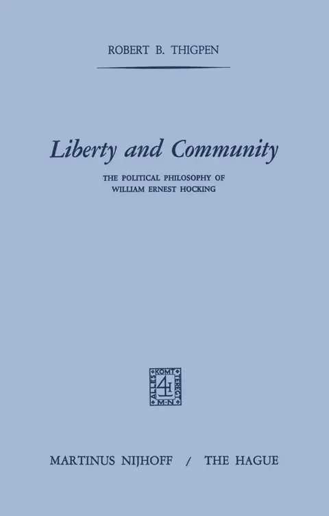 Cover of Liberty and Community