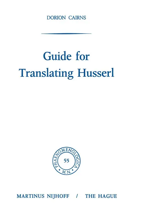 Cover of Guide for Translating Husserl