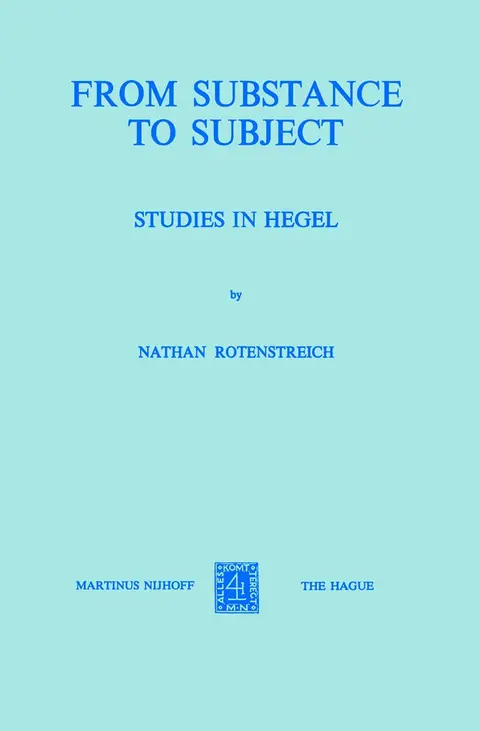 Cover of From Substance to Subject