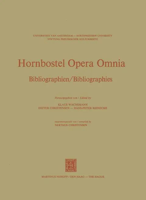 Cover of Hornbostel Opera Omnia