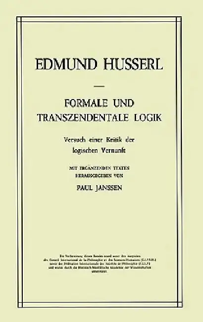 Cover of Formale Und Transzendentale Logik