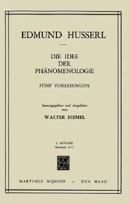 Cover of Die Idee Der Phänomenologie