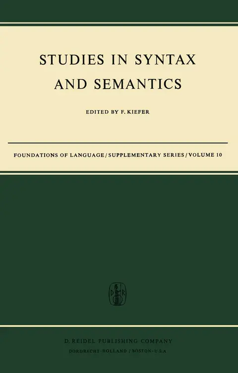 Cover of Studies in Syntax and Semantics