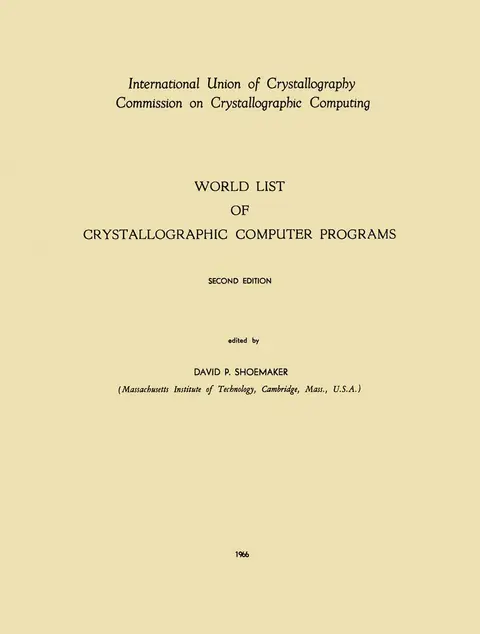 Cover of World List of Crystallographic Computer Programs