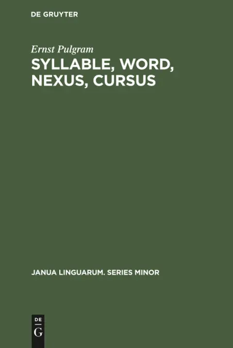 Cover of Syllable, Word, Nexus, Cursus