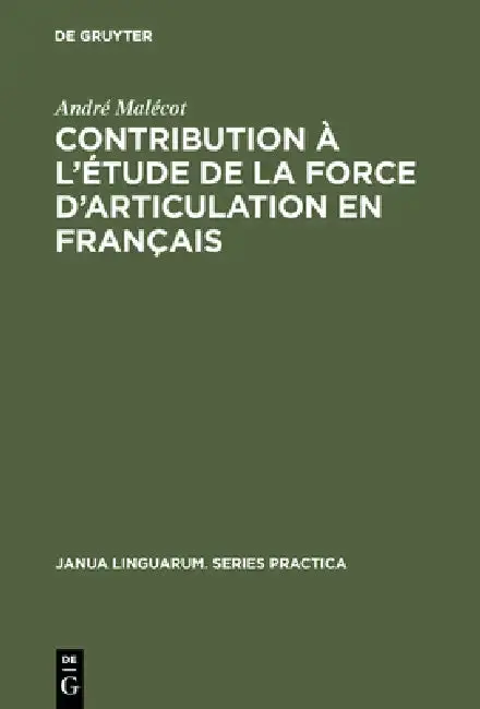 Cover of Contribution À l'Étude de la Force d'Articulation En Français