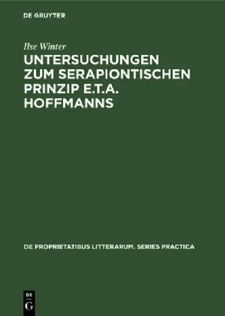 Cover of Untersuchungen Zum Serapiontischen Prinzip E.T.A. Hoffmanns