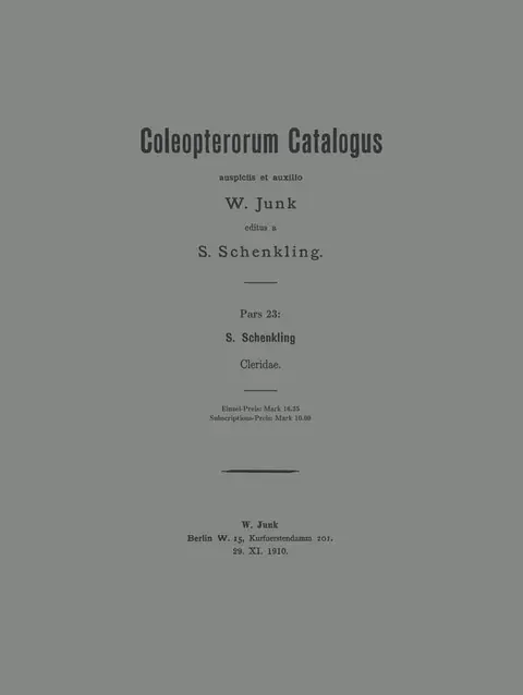 Cover of Coleopterorum Catalogus