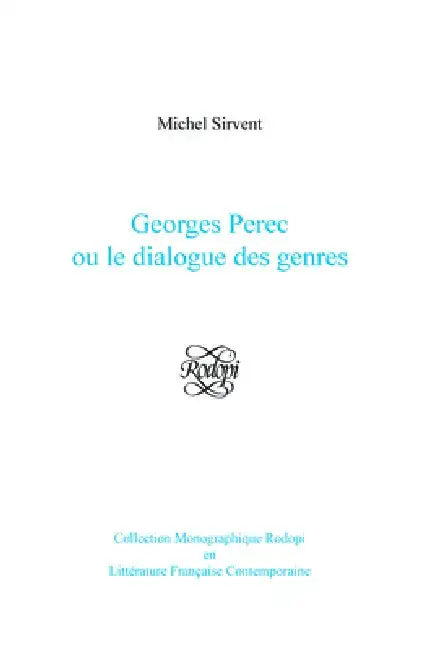 Cover of Georges Perec ou le dialogue des genres