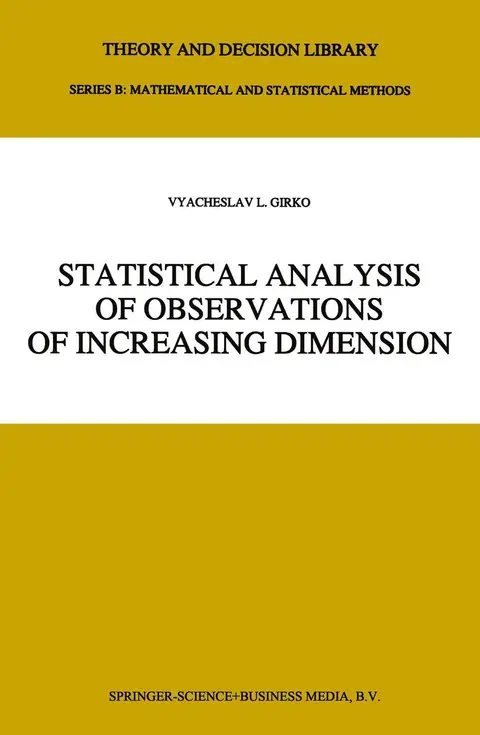 Cover of Statistical Analysis of Observations of Increasing Dimension