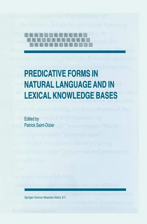 Cover of Predicative Forms in Natural Language and in Lexical Knowledge Bases