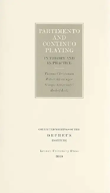 Cover of Partimento and Continuo Playing in Theory and in Practice