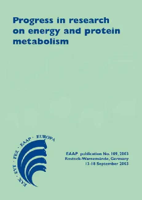 Cover of Progress in Research on Energy and Protein Metabolism