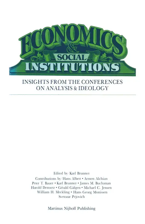 Cover of Economics Social Institutions