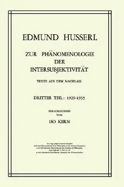 Cover of Zur Phänomenologie Der Intersubjektivität
