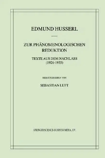 Cover of Zur Phänomenologischen Reduktion
