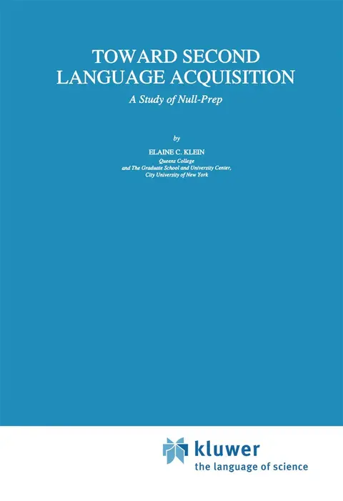 Cover of Toward Second Language Acquisition