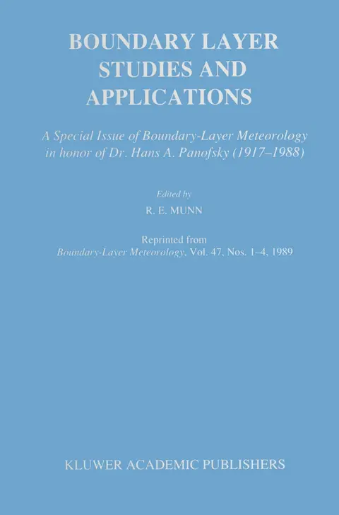 Cover of Boundary Layer Studies and Applications